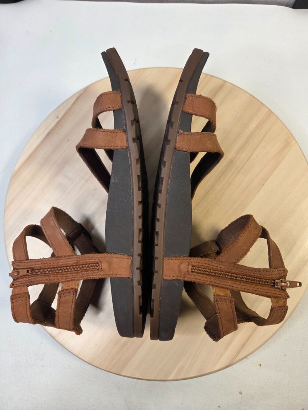 Chaco Nutshell Brown Lowdown Leather Strappy High Sporty Sandals Women US 11 - Picture 11 of 14